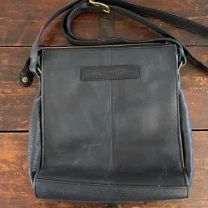 Fossil Black Leather Vintage Crossbody Purse 10"x10"x3.5" thumbnail 3
