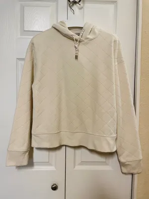Avalanche Women’s Alpine Diamond Quilted Fleece Hoodie Cream Ivory size Medium thumbnail 3