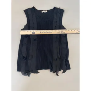 Lucky Brand Sleeveless Knit Top Size M Black Sheer Ruffle Detail thumbnail 5