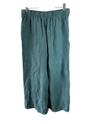Young Fabulous & Broke YFB Teal Linen Blend Wide Leg Palazzo Pants Slit Hem L thumbnail 4