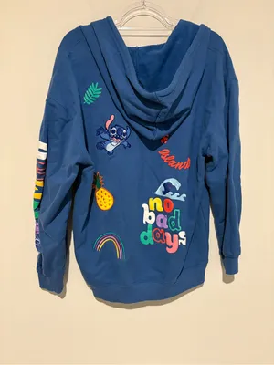 Disney Lilo & Stitch Allover‎ Print Icons Zippered Hoodie BoxLunch Blue Large thumbnail 2