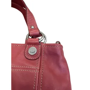 Fossil Vintage Womans Red Leather Handbag Clutch With Dual Handles SKU8148 thumbnail 5