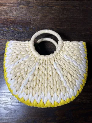 A New Day Straw Woven Lemon Tote Handbag thumbnail 5