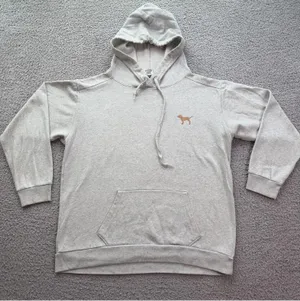 PINK Victoria’s Secret Hoodie Women Medium Gray Glitter Logo Pullover Sweatshirt thumbnail 1