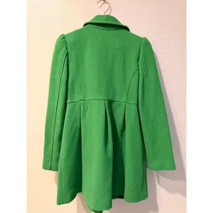 Old Navy Womens Pea Coat XS Green Wool Blend Double Breasted Pleated Puff Sleeve thumbnail 8