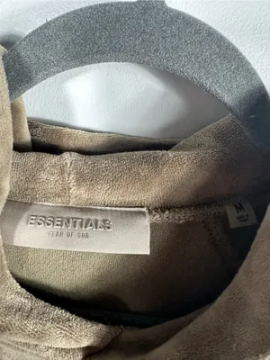 Fear of‎ God Essentials Velour Hoodie Womens M Taupe Brown Oversized Pullover thumbnail 8