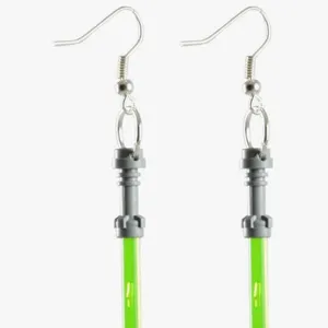 Star Wars Luke Skywalker Green Lightsaber Dangle Earrings, Green & Silver thumbnail 2
