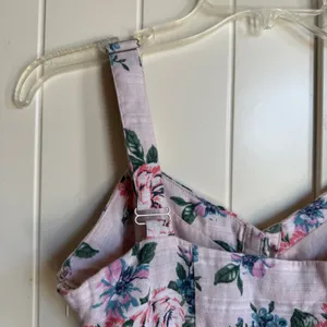 Forever 21 Pink Floral Button Up Dress‎ Size Small Roses Green Sundress Linen thumbnail 7
