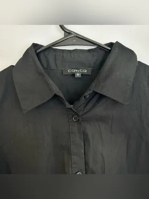 CQbyCQ Black High Low Button Down Avante Garde Puff Shoulder Shirt Dress Small thumbnail 4