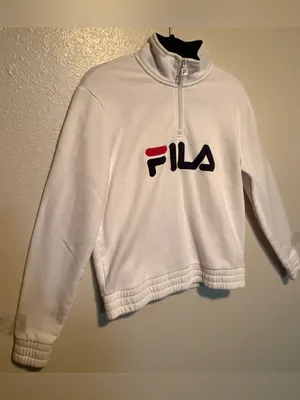 FILA Women’s Mock Neck Quarter Zip Pullover Sweatshirt White Small thumbnail 4