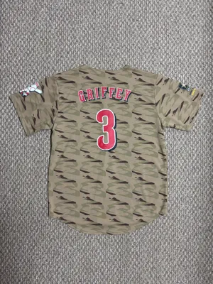 Cincinnati Reds Camouflage Ken Griffey Jr #3 MLB Jersey thumbnail 2