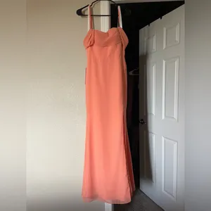AZAZIE Off-Shoulder Coral Evening Gown with Thigh Slit thumbnail 5