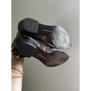 Gianni Bini Distressed Western Cowboy Boots 7.5 (fit like 6) Brown Leather Studded Rodeo Edgy thumbnail 6