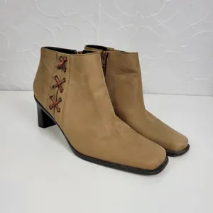 Etienne Aigner Womens Boots Size 7.5 Brown Suede Block Heels Ankle High thumbnail 6