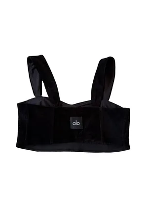 ALO Womens Black Corduroy Crop Top Size Medium thumbnail 2