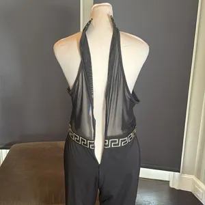 Women’s Black Halter Neck BodyCon Sleeveless Party Jumpsuit Wide Leg Size L NWOT thumbnail 6