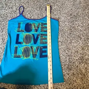 Zumba Women Teal Love Graphic Spaghetti Strap Athletic Workout Cami Tank Top L‎ thumbnail 4