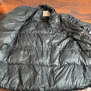 Alo Athleta‎ Puffer Jacket Womens XS Black Shiny Full Zip Quilted Rib Cuffs thumbnail 4