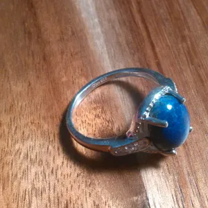 Lapis Lazuli and Simulated White Diamond Sterling Silver Ring (Size 8) thumbnail 6