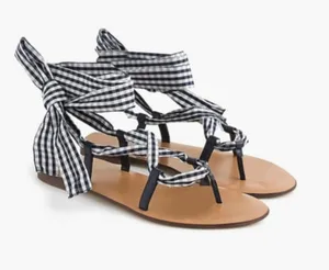 J. Crew Gladiator Wrap Sandals Gingham size 8 thumbnail 1