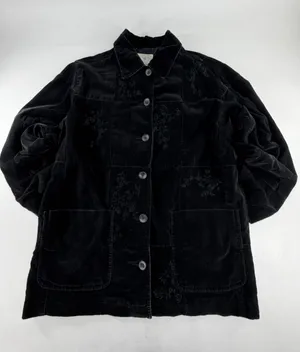 Susan Bristol Casuals Black Corduroy Patchwork Floral Embroidered Jacket S SB131 thumbnail 1