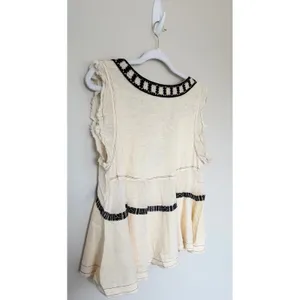 Free People Ecru Combo Embroidered V-Neck Tank Top Cream Size XS Linen Blend NEW thumbnail 5