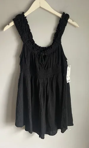 Out from Under Black Mini Babydoll Cottagecore Top Shirt S Dark Fairy Romantic thumbnail 1