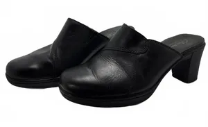 Clarks Black Leather Mule Clogs Slip On Comfort Shoes Women’s thumbnail 1