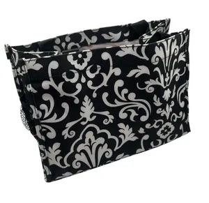Thirty One All in one organizer bag black parisian print small tote carry all thumbnail 1