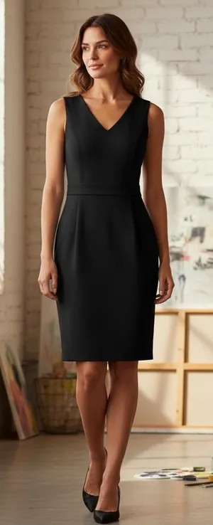 Banana Republic Petite Black V Neck Sleeveless Sheath Dress Work Elegant Size 10 thumbnail 1