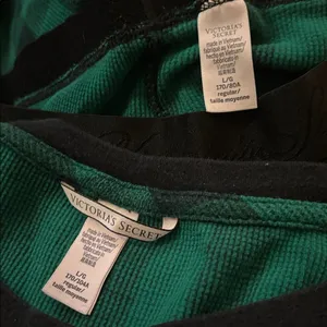 Victoria’s Secret Buffalo Plaid Thermal Pajama Set Sz L Green Black Check Cozy thumbnail 6