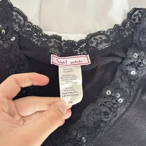 Vintage‎ Vol 1 Womens Petite Medium M Black Sequins Baby Doll Cami Tank Top Y2K thumbnail 3