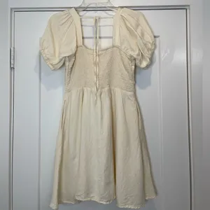 Listicle Cream colored Puff Sleeve Dress thumbnail 2