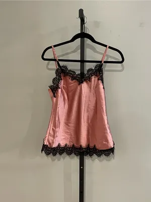 Black and Pink Lace Shorts and Tank Sleep Set Size Small thumbnail 3