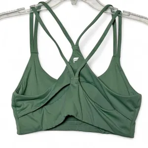 Fabletics Sage Green Strappy Sports Bra Twist Front Yoga Gym Activewear thumbnail 2