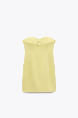 ZARA Bodycon Strapless Mini Lemon Party Coctail Shower Bridal 🍋Dress thumbnail 10