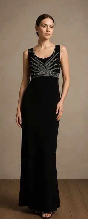 Daymor Couture Evening Gown Black Embellished Maxi Dress thumbnail 1