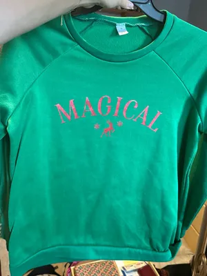 Green "MAGICAL" Sweatshirt with Pink Lettering Size XL thumbnail 1