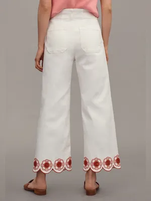 Anthropologie The Colette Cropped High-Rise Wide-Leg Jeans: Scallop-Hem Edition thumbnail 2