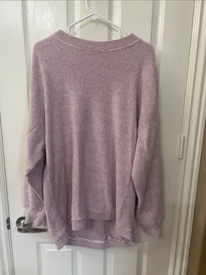 aerie Relaxed Waffle-Knit Crewneck Sweater in Dusty Pink thumbnail 2