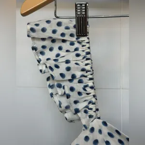 H&M Polka Dot Ruffle Strap Top Small NWT White Blue Sweetheart‎ Blouse thumbnail 3
