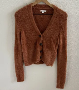 American Eagle Outfitters Rust Button-Up Cardigan Top Sweater Top Medium thumbnail 1