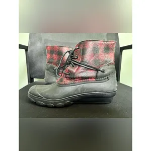 Sperry Top-Sider Saltwater Duck Rain Boots Women's Size 9 Red Black Plaid thumbnail 6