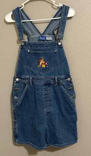 Vintage Disney Winnie The Pooh Cotton Denim Overalls Shorts Women’s Size Small thumbnail 1