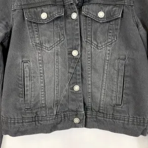 Free People Women Denim Jacket XS Black Grunge‎ Indie Rock Trucker Western Urban thumbnail 3