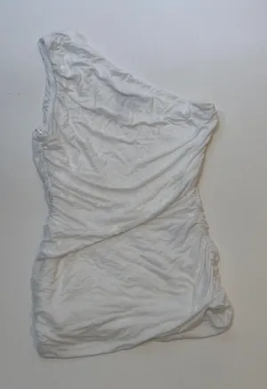 H&M White One-Shoulder Ruched Top Size S thumbnail 1