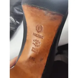 Vintage 90s black leather Pollini Knee high Boots sz 38.5 /7.5 thumbnail 7