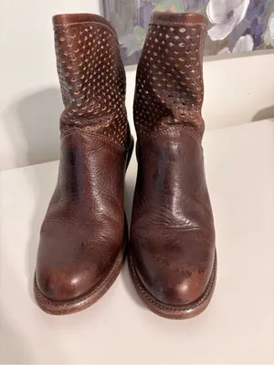 Bed Stu Cobbler Series Ankle Booties Womens Size 8 Brown Leather Wedge Western thumbnail 5
