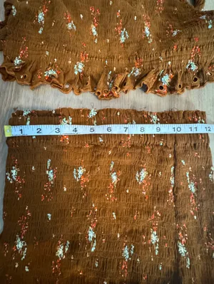 Free People Miss Louise Set Smocked Rust Floral Sz XS thumbnail 10