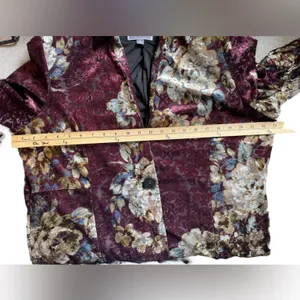 GUILLAUME Purple/Beige Floral Print Velvet Burnout Blazer Jacket - Size 1X thumbnail 11